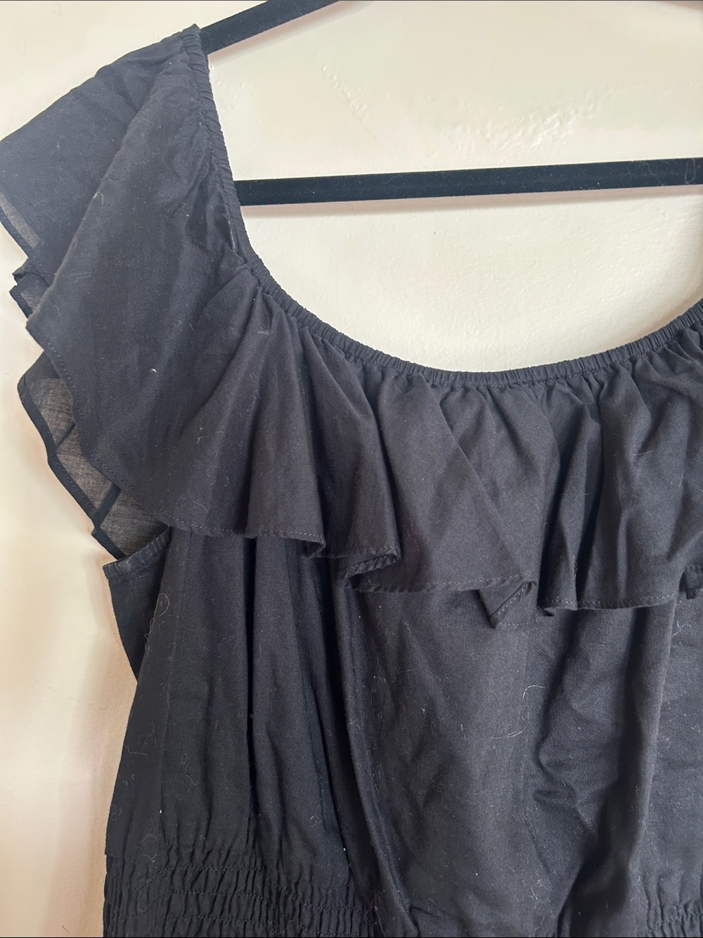 Lauren Ralph Lauren Black Ruffle-Trim Tie Front Top - Picture 6 of 6